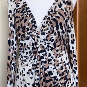 Boston proper leopard print cold shoulder top